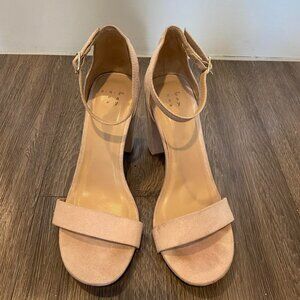 Forever 21 5 inch Suede Block Heels with Ankle Strap Size 7.5